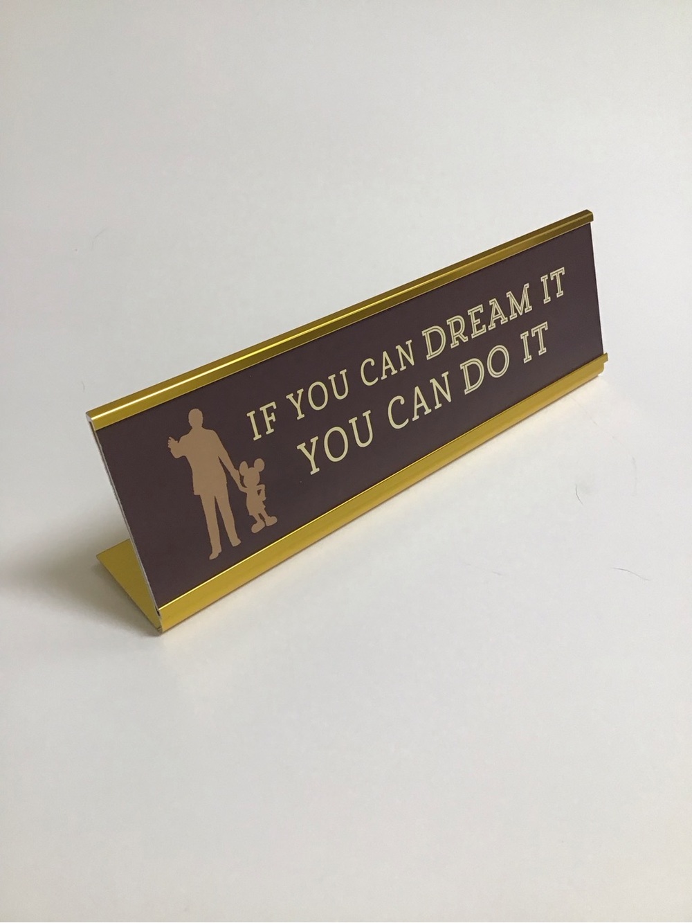 Walt Disney If You Can Dream It You Can Do It Brown Gold Desk Plaque Sign Retro
